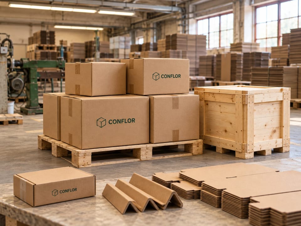 Imagine de prezentare Conflor: cutii din carton, paleți și ambalaj din lemn